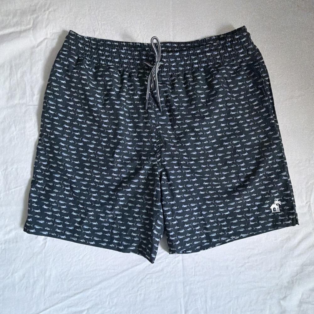 Caribbean Joe Island Supply Co Board Shorts Swim Trunks Mens L Blue Fish Print